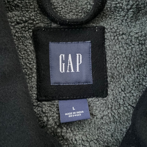 GAP Men’s Wool Blend Car Coat Sz L Black Heavyweight Classic Y2K Preppy Commute - Picture 3 of 15